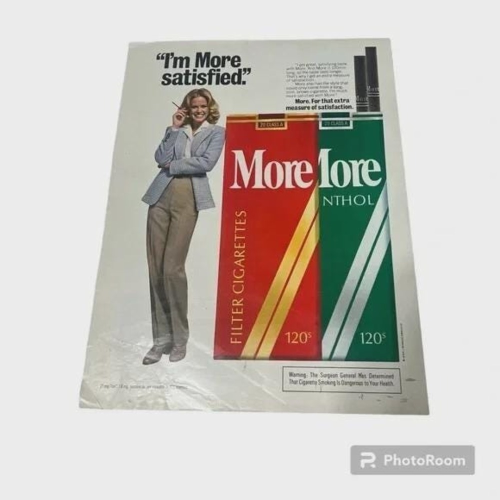 1980‎ More Cigarettes I'm More Satisfied Original Vintage Print Ad